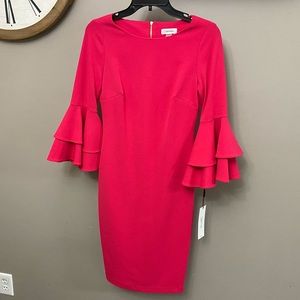 NWT Ruffle Bell Sleeve Calvin Klein Dress